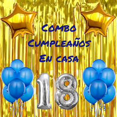 Combo CUMPLEAÑOS EN CASA BOCA JUNIORS! Cortina + Distintos Globos