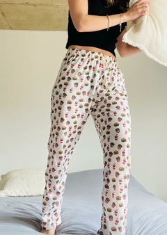 Pantalón pijama hamburguesa crema - comprar online