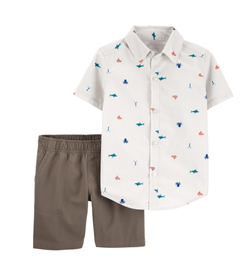 Conjunto De Short De Lona E Camisa de botão - carter's