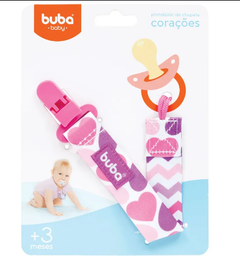 PRENDEDOR DE CHUPETA CORAÇÃO ROSA - BUBA