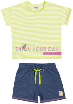 CONJUNTO FEMININO INFANTIL - elian 251589 - AMARELO FLÚOR 3464