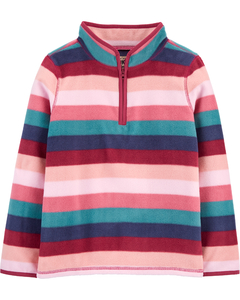 Pulôver fleece Zíper multi listras rosa - oshkosh