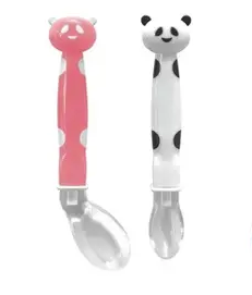 Kit Colher Panda em Silicone - BUBA - rosa - comprar online