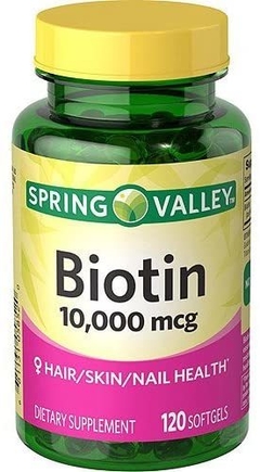 Biotin 10000 MCG - cabelo, pele, unhas - 120 capsulas - Spring Valley