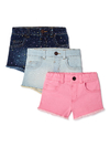 KIT 3 SHORTS- GARANIMALS - Pink e jeans de lavagem média E ESCURA