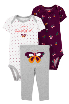 Conjunto 3 Peças body - borboleta - Carter's