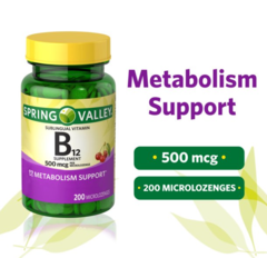 Vitamina B12 500 mcg - 200 CAPSULAS - Spring Valley - comprar online