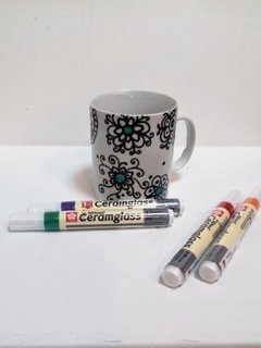 Pen-Touch Ceramglass 1.0 mm. Color blanco y negro (plumón para loza) - Tienda Diseñarte