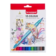 Set de Brush pen / fineliner 12 colores Bruynzeel