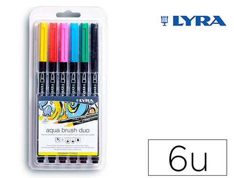 Lyra Aqua Brush Duo Markers, Pastel Tones Set of 6