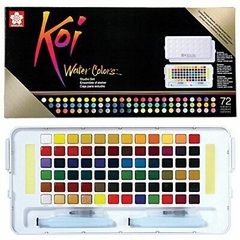 KIT DE ACUARELA KOI SAKURA EN PASTILLAS DE 72 COLORES + 2 PINCEL DE AGUA