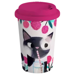 Vaso Ecológico de Bambú 350 ml – Planet Cat Tomando Leche