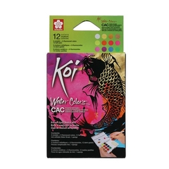 KIT DE ACUARELA KOI SAKURA EN PASTILLAS DE 12 COLORES ESPECIALES + PINCEL DE AGUA