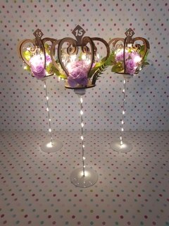 centro de mesa corona con flores y luz led 30 cm - comprar online