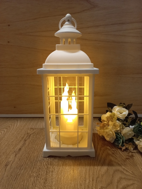 Farol con 3 velas led 35 cm Centro De Mesa Decoración