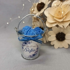 Mini Balde Metalicos Souvenir Con Flores - comprar online