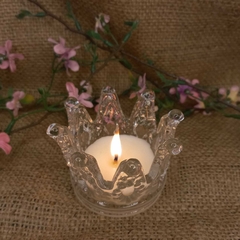 coronita de vidrio con vela de soja aromatica - Somos tu Evento