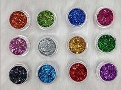 Kit com 12 glitter holográficos 02