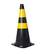 Cone Rigido Kteli 75cm Preto/Amarelo c/2 faixas