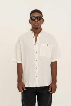 CAMISA LINO CUELLO MAO BLANCA