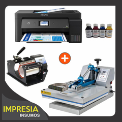 COMBO 06 Dos estamp. (60x40 y tazas rectas) + Impresora A3 L14150 + Regalos