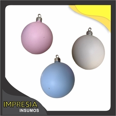 Esferas navidenas personalizables N6 (6 cm, celestes, blancas o rosas)
