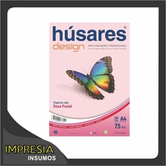 Resma 75grs - 100 hojas - A4 - Marca Husares - De Color Rosa