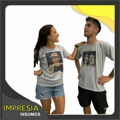 Remeras grises sublimable unisex mangas cortas - Talles 1 al 5 (S-M-L-XL-XXL)