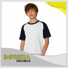 Remeras unisex de ninos mangas cortas ranglan (tela spum blanca)