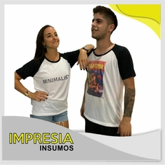 Remeras unisex de adultos mangas cortas ranglan (tela spum blanca)