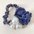 Elástico Cabelo Azul com Flor e Pérola | Pistache Acessórios