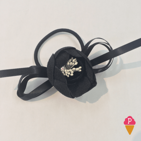 Scrunchie Cabelo Xadrez com Margaridas