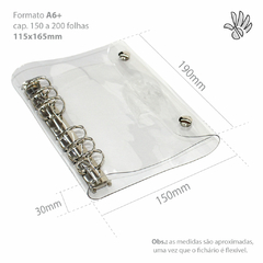 Capa Caderno Argolado Fichário A6+ Cristal - comprar online