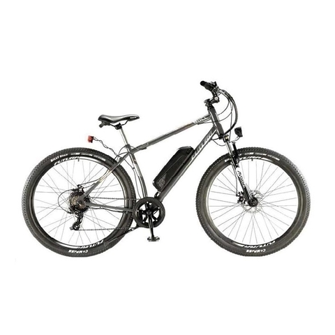 BICICLETA FUTURA BIC.MTB R.29 E-BULL ELECTRIC 7 VEL.F.DISCO EQUIP.SHIMANO C/SUSP GRIS PLOMO