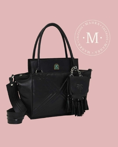 CARTERA DE CUERO NEGRO MUJER