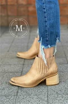 Botas texanas de cuero con detalles de elástico mujer