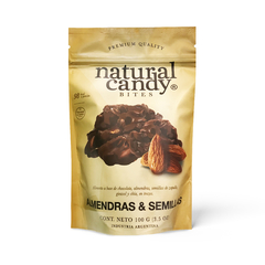 CLUSTER ALMENDRAS Y SEMILLAS CON CHOCOLATE NATURAL CANDY X 100 GS