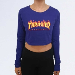 Cropped Thrasher Flame Logo Girl