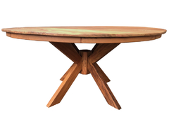 MESA DE JANTAR REDONDA PÉ DUPLO X - 8 LUGARES - MAQUINADA NATURAL - comprar online