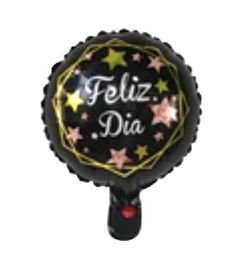 Globo Feliz Día con estrellas Rosa de 10"