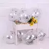 5 Globos Cristal con confetti Plateado