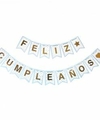 Banderín feliz cumpleaños Doble stamping celeste