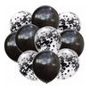 Set de 5 globos Negros + 5 Globos Cristal con confetti Negro