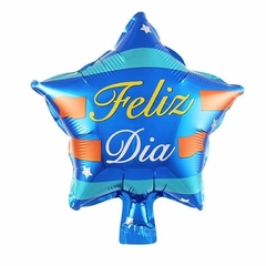 Globo estrella Feliz Día en Azul 25cm