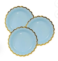 8 platos pasteles con bordes Dorado - tienda online