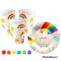 6 Platos Nube y Arcoiris fondo blanco - comprar online