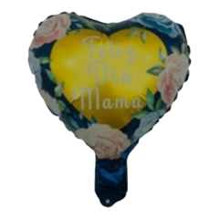 Globo Corazón Feliz día Mamá , azul con rosas - comprar online