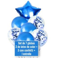 Set de 7 globos Azul con estrella