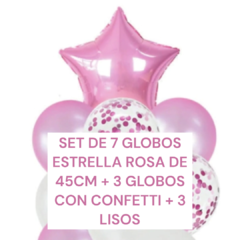 Set de 7 globos con Estrella Rosa