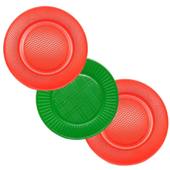 10 Platos descartables reciclable 5 rojos y 5 verdes
